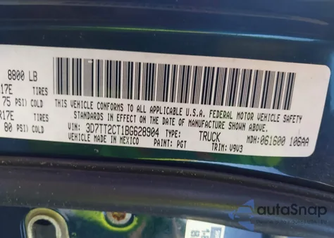 2011 Dodge Ram 2500 St из США, поврежденный, VIN 3D7TT2CT1BG628904